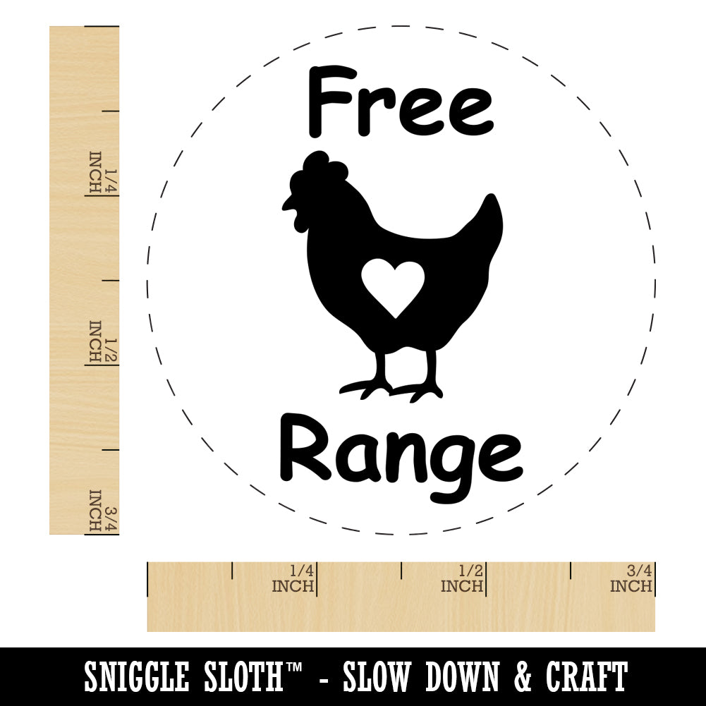 Free Range Chicken with Heart Chicken Egg Rubber Stamp