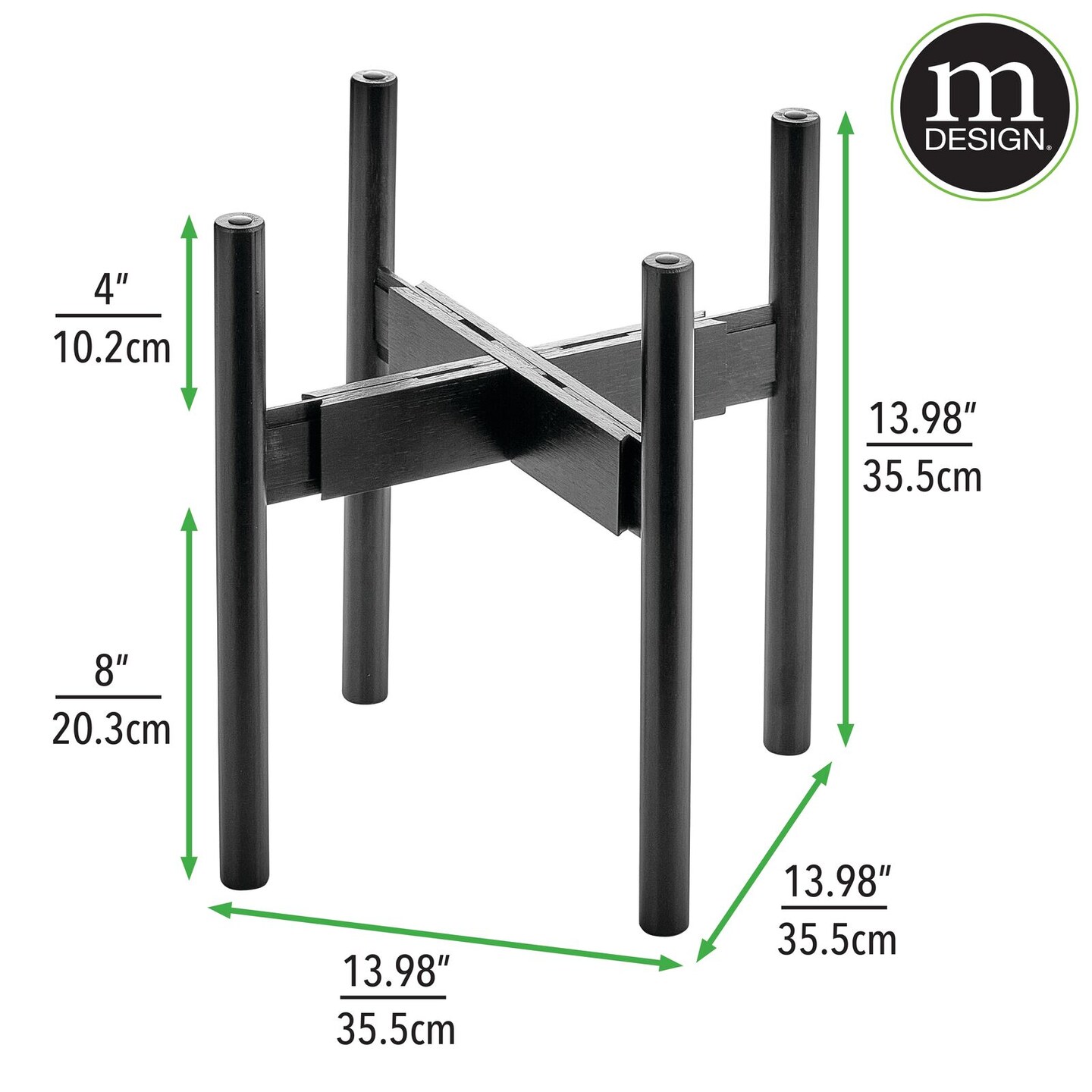 mDesign Bamboo Wood Adjustable Modern Stackable Plant Stand - 2 Pack