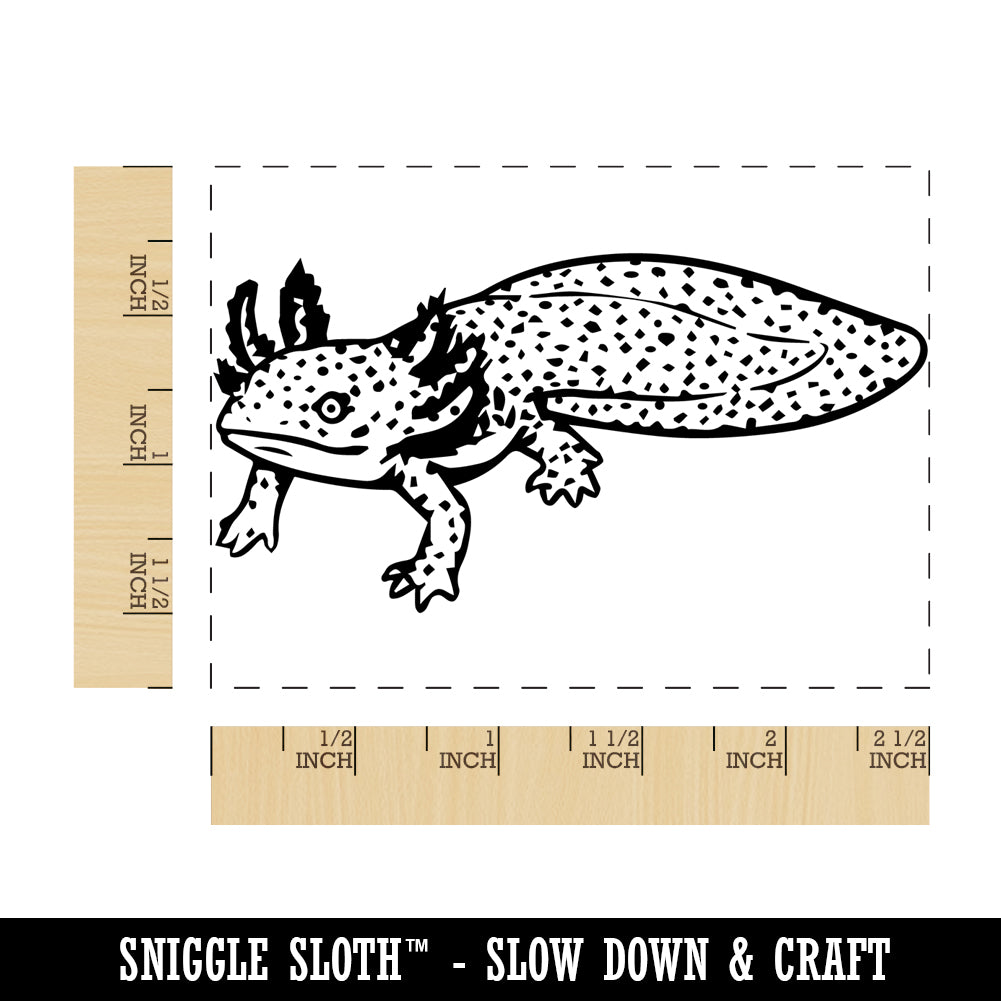 Realistic Spotted Axolotl Mexican Amphibian Rectangle Rubber Stamp for Stamping Crafting