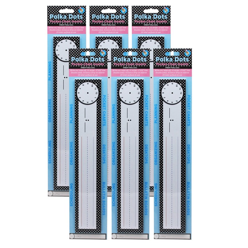 Pocket Chart Inserts, Scheduling/Sentence Strip Cards, 2" X 12", B&W