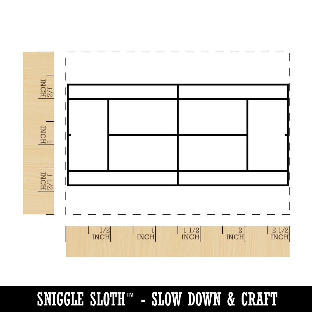Tennis Court Aerial Top View Rectangle Rubber Stamp for Stamping Crafting