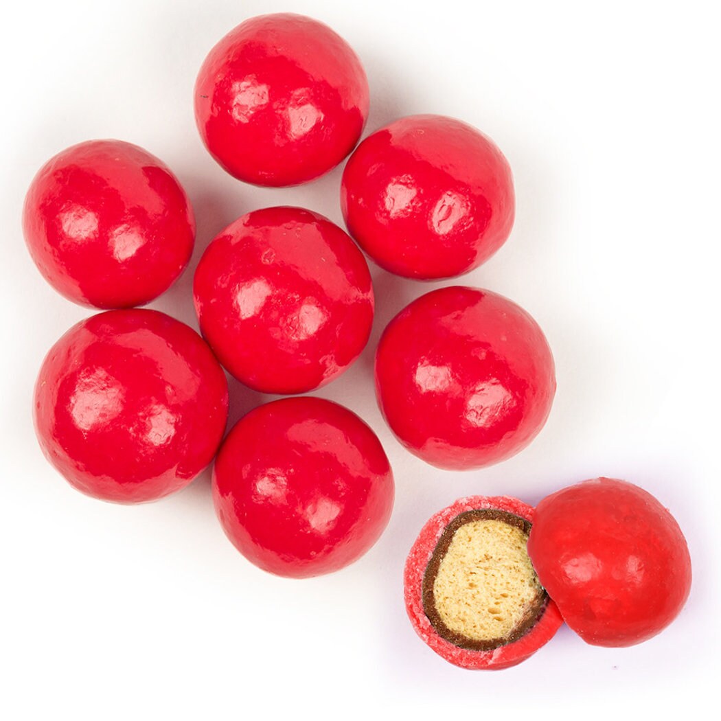 Premium Gourmet Red Candy Milk Chocolate Malted Milk Balls 1.67 lb bag