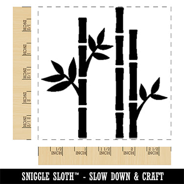 Bamboo Sticks with Leaves Square Rubber Stamp for Stamping Crafting