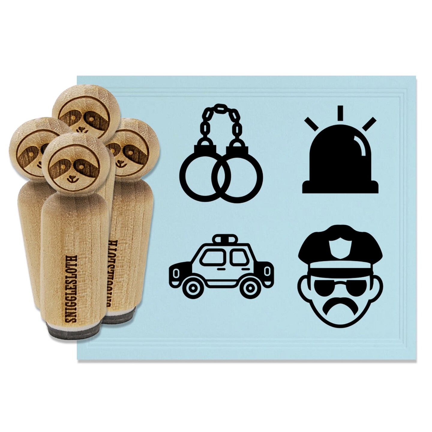 Police Officer Handcuffs Cop Car Siren Rubber Stamp Set for Stamping Crafting Planners