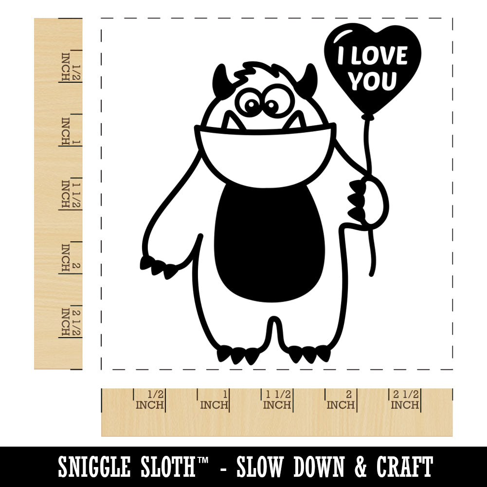 Valentine&#x27;s Day Monster Heart Balloon I Love You Anniversary Square Rubber Stamp for Stamping Crafting