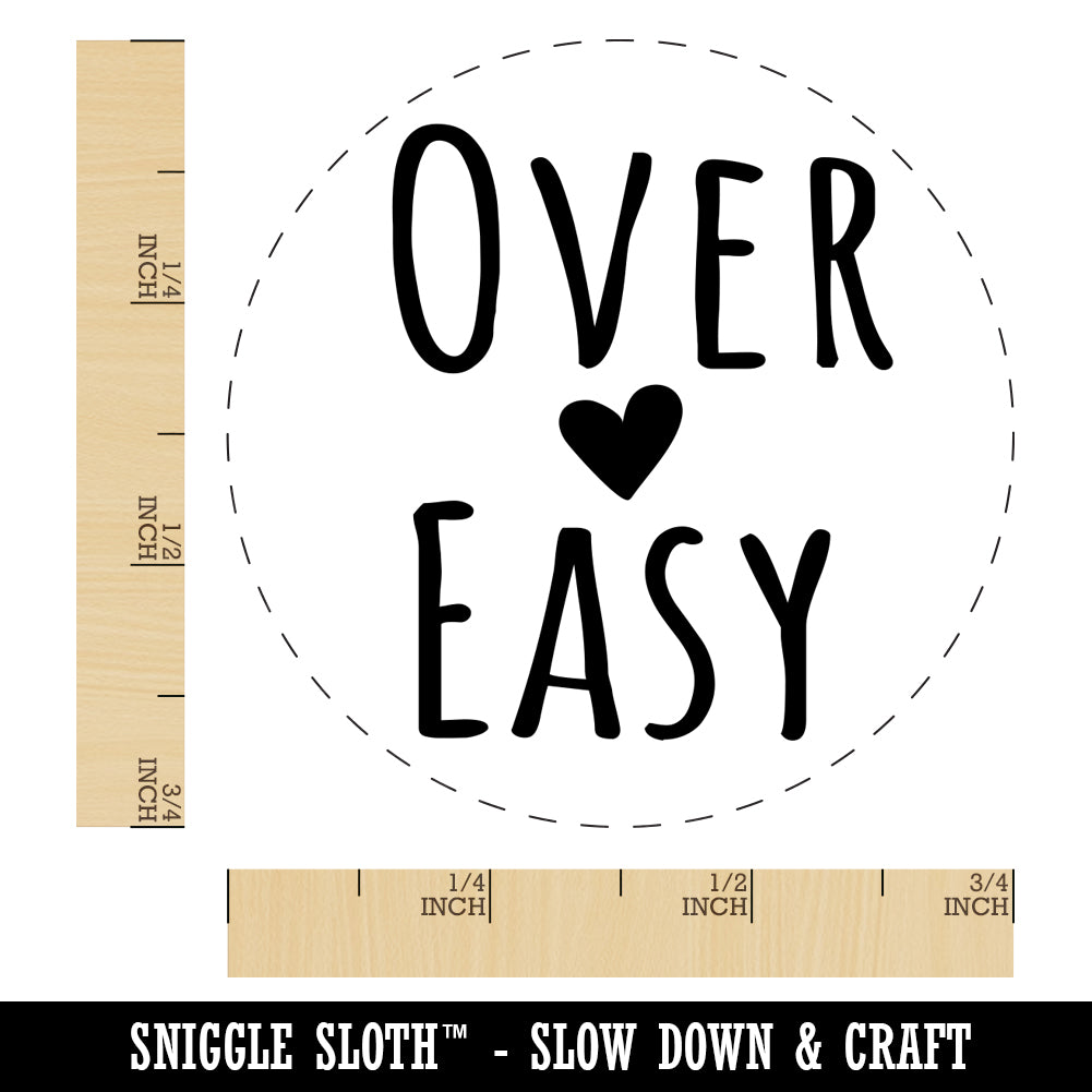 Over Easy with Heart Chicken Egg Rubber Stamp