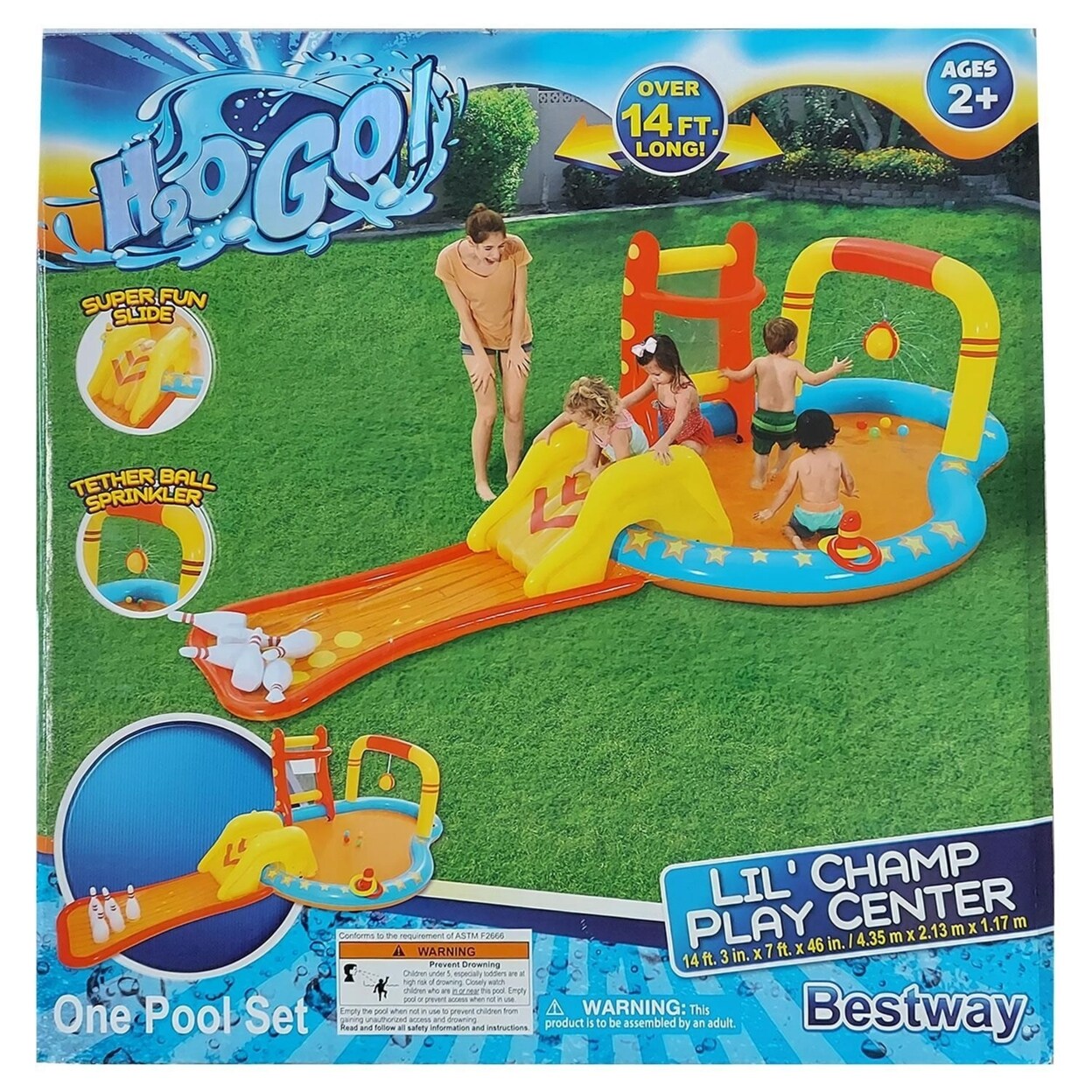 Bestway Kids Inflatable 14 Pool Lil Champ Play Center Slide Sprinkler Outdoor Fun
