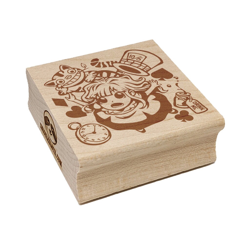 Alice&#x27;s Adventures in Wonderland Square Rubber Stamp for Stamping Crafting