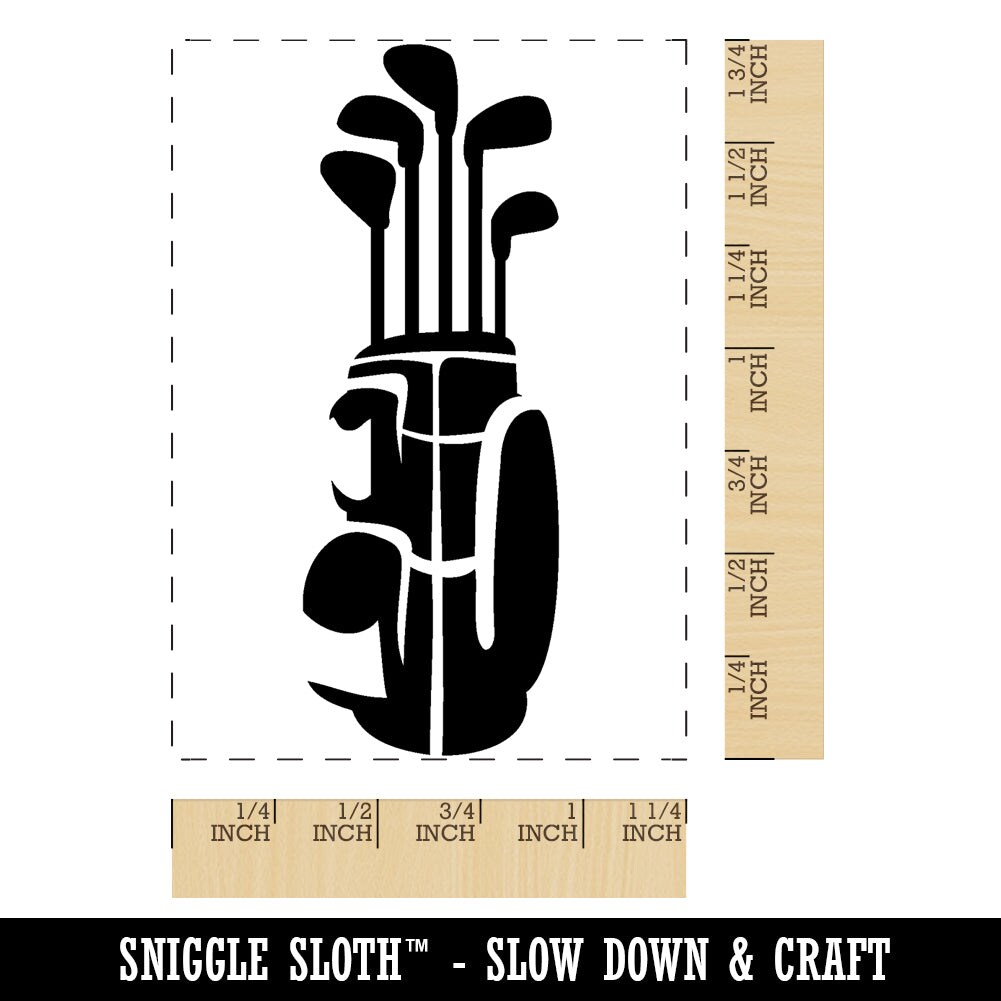 Golf Club Caddy Bag Set Rectangle Rubber Stamp for Stamping Crafting