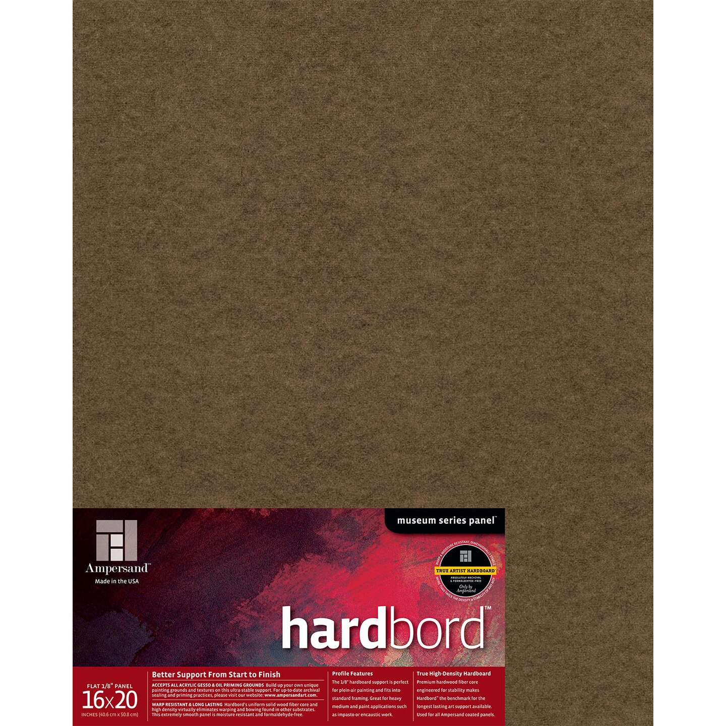Ampersand Art Hardbord, Uncradled, 1/8&#x22; Profile, 16&#x22; x 20&#x22;