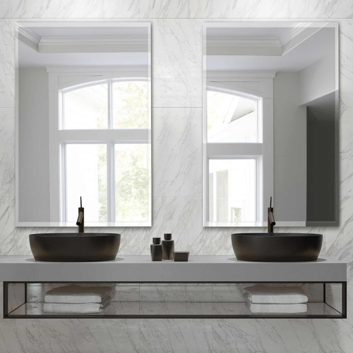 35.4&#x22; x 23.7&#x22; Rectangular Beveled Edge Frameless Decorative Mirror
