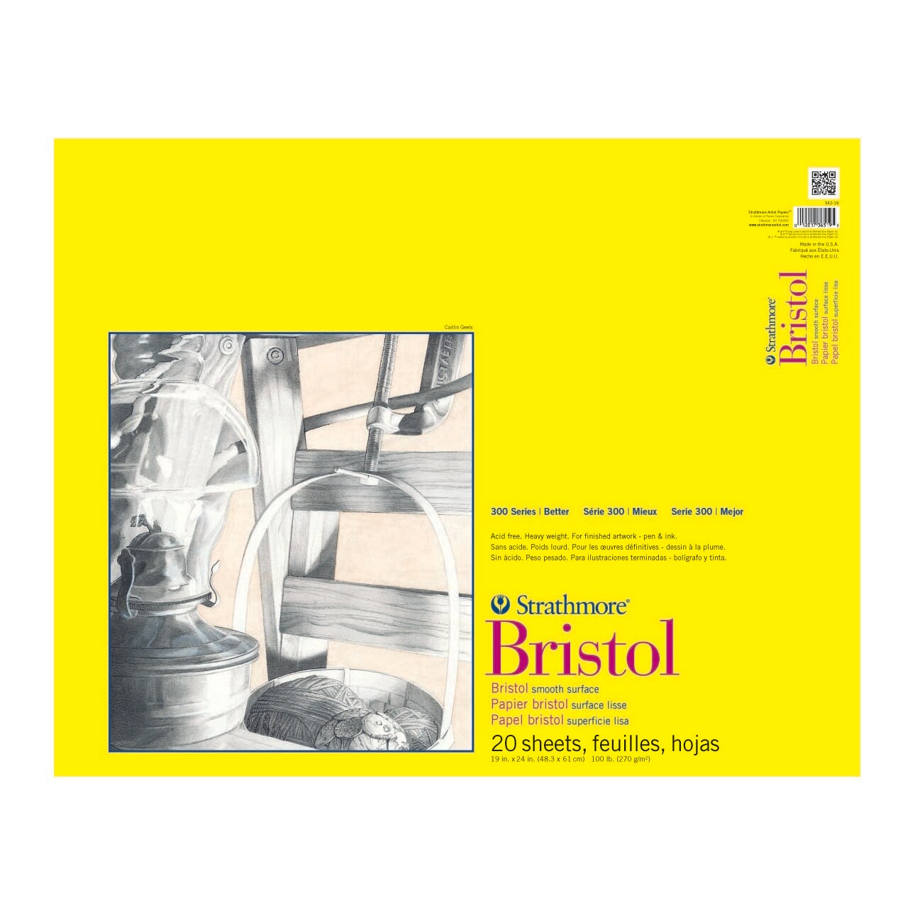 Strathmore - Bristol Paper Pad - Series 300 - Smooth - 19&#x22; x 24&#x22; - 20 Shts./Pad