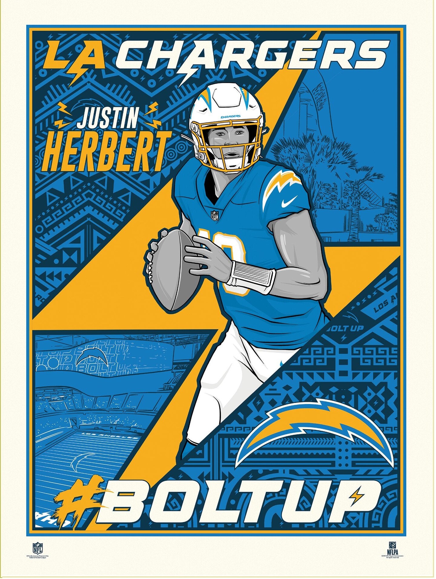 Phenom Gallery Los Angeles Chargers Justin Herbert 18&#x22; x 24&#x22; Serigraph