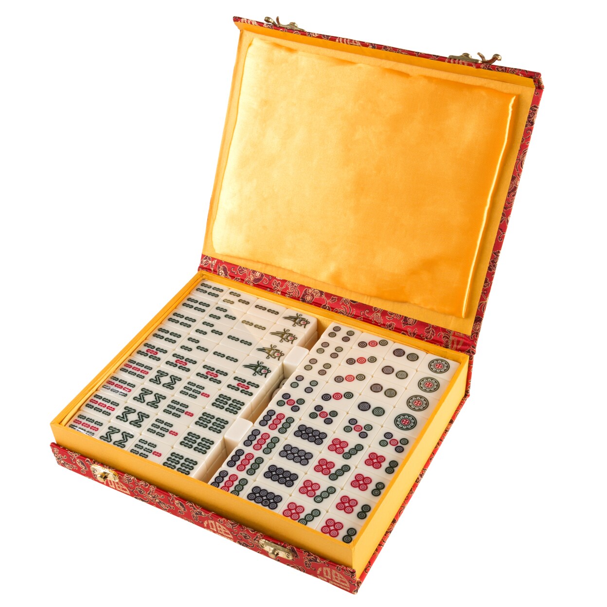 Chinese Mahjong Game Set 144 Durable Tiles In Ornate Storage Case 1.25X0.75 Inch
