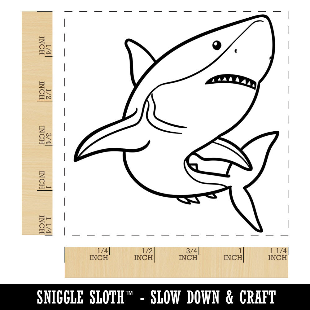 Powerful Great White Shark Square Rubber Stamp for Stamping Crafting
