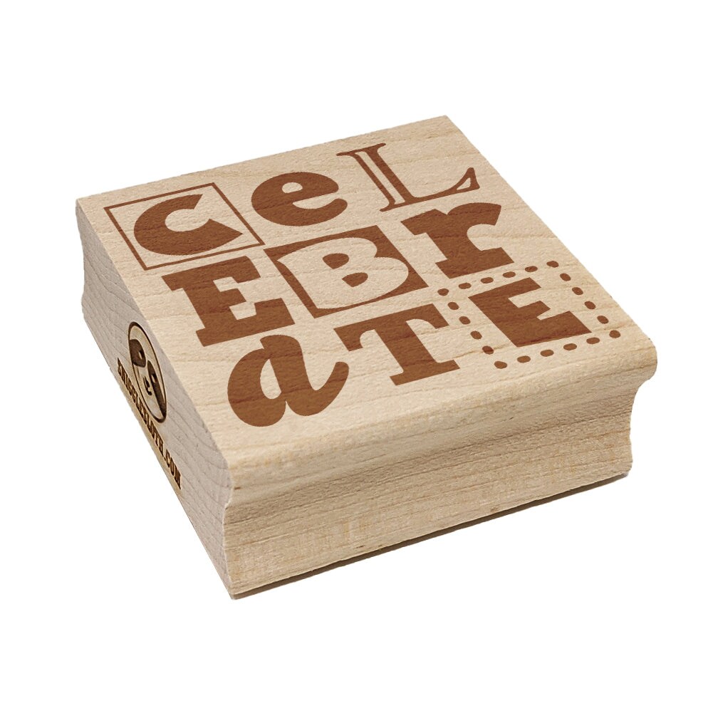 Celebrate Fun Text Square Rubber Stamp for Stamping Crafting