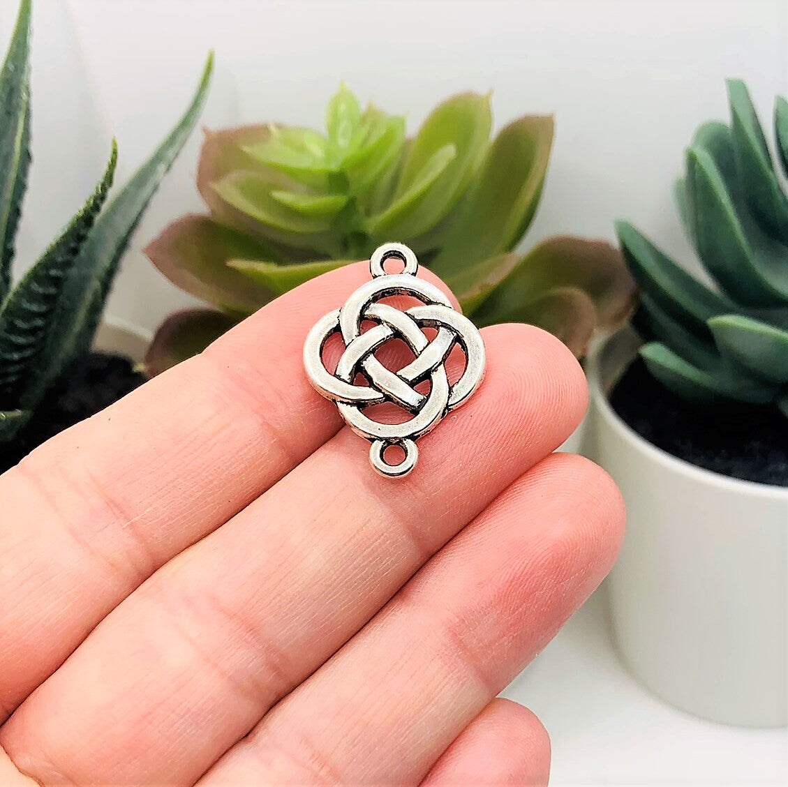 4, 20 or 50 Pieces: Silver Celtic Knot Connector Charms