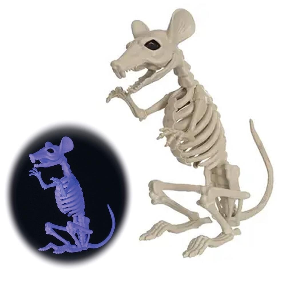 Seasons Crazy Bonez Ghostly Skeleton Rat Black Light Responsive 11.5&#x22; Halloween Prop   W81325