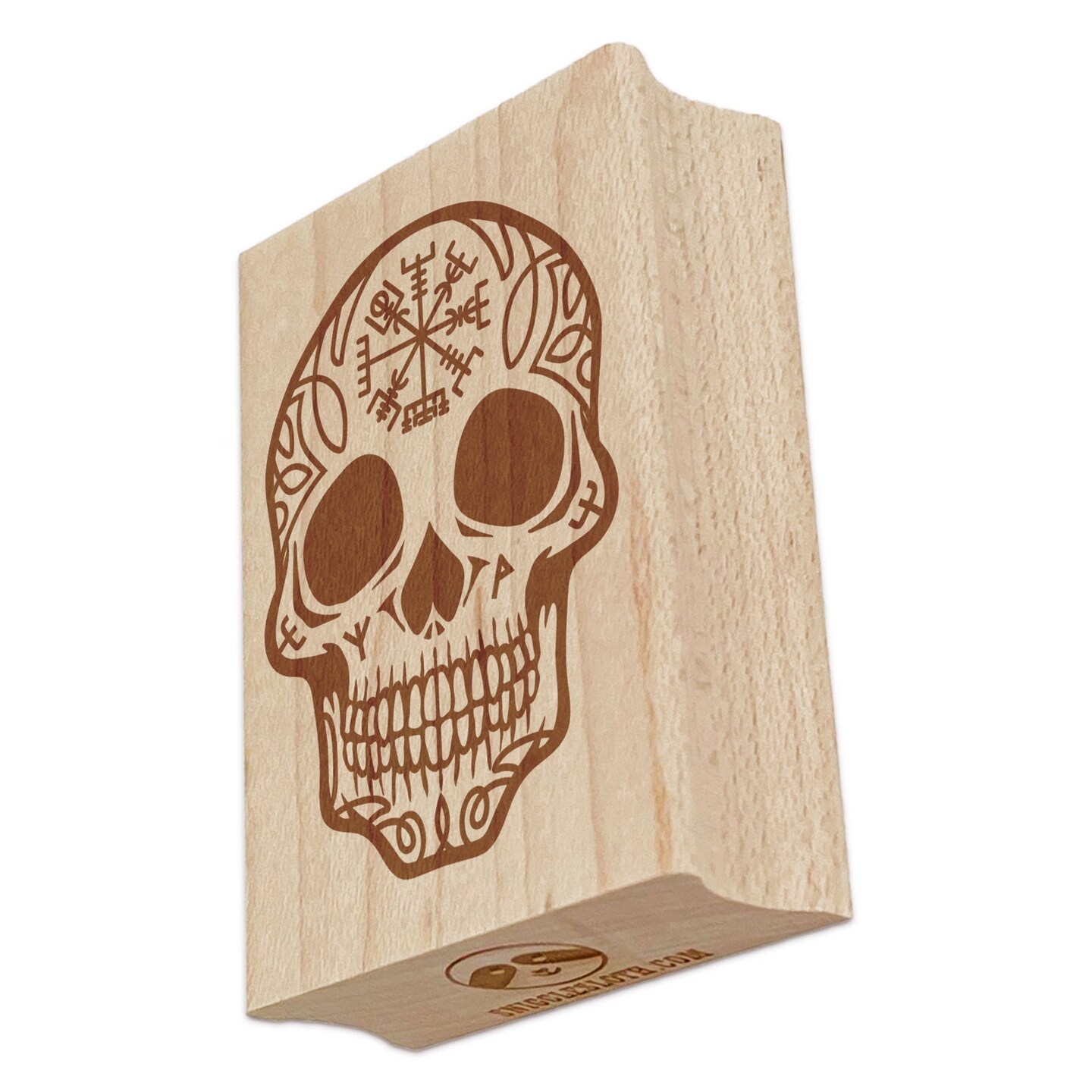 Norse Viking Rune Skull Rectangle Rubber Stamp for Stamping Crafting