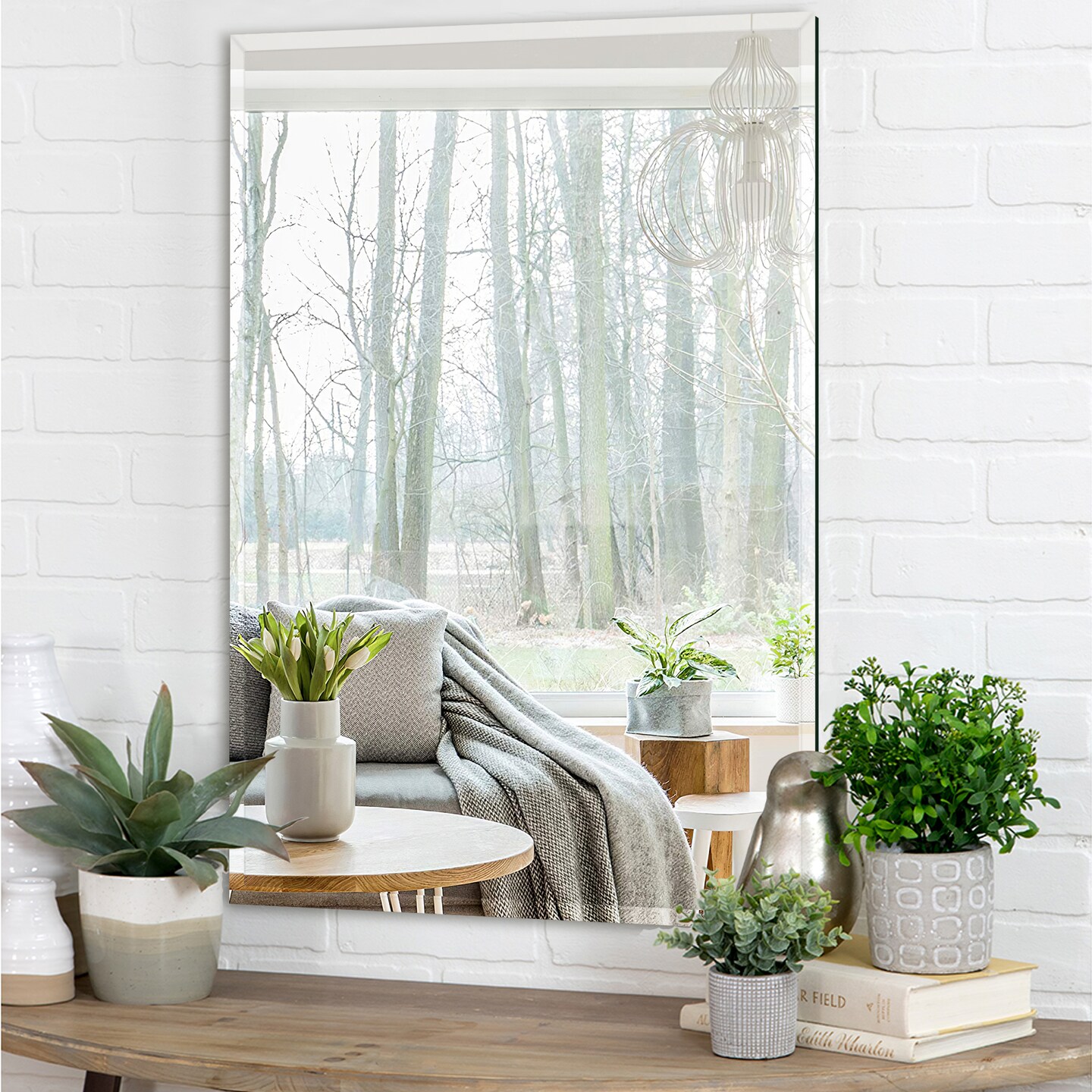 35.4&#x22; x 23.7&#x22; Rectangular Beveled Edge Frameless Decorative Mirror
