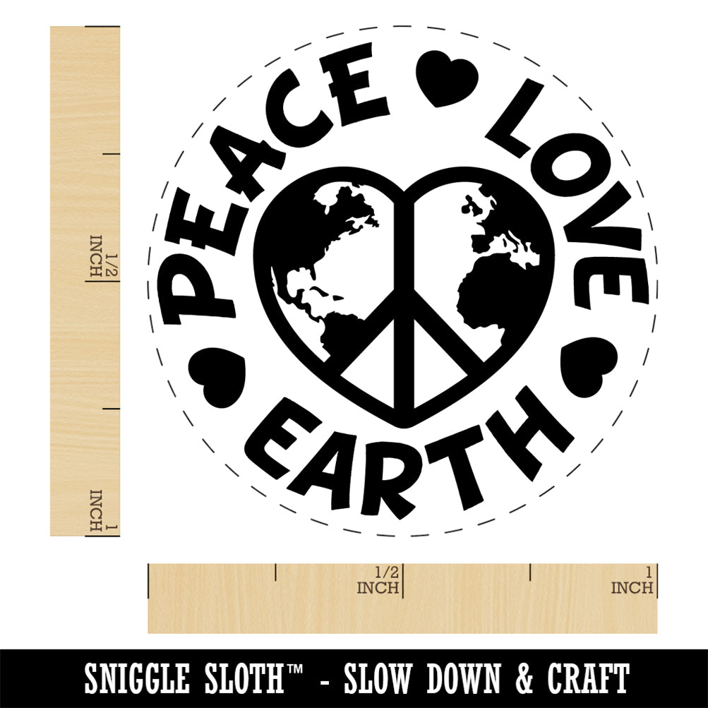 Peace Love Earth Rubber Stamp for Stamping Crafting Planners