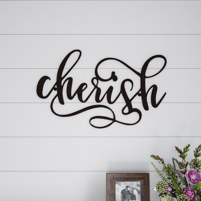 Lavish Home Metal Cutout Cherish Wall Sign Dark Brown 3D Word Art Decor