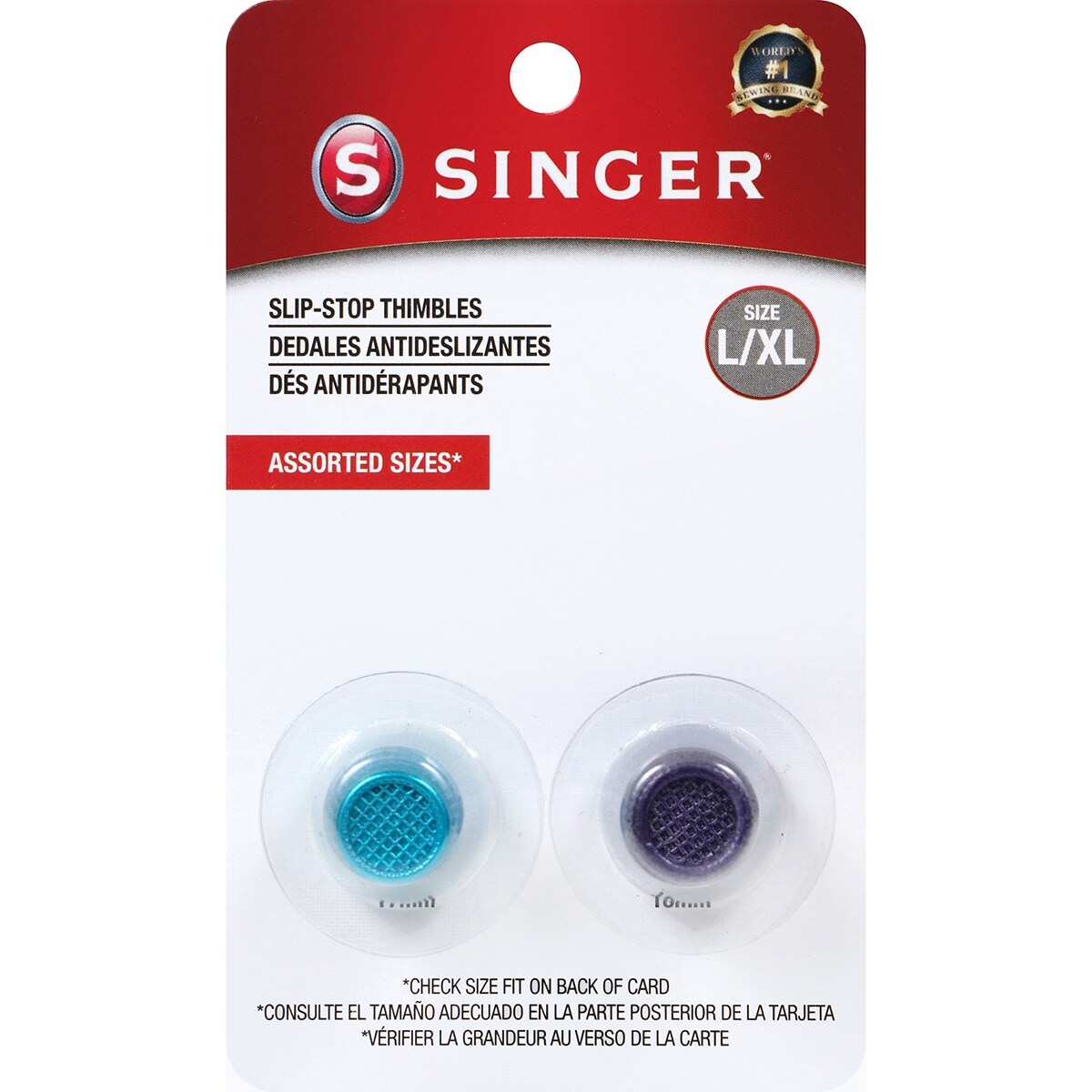 SINGER Metallic Slip Stop Thimbles 2/Pkg-Large and Extra Large