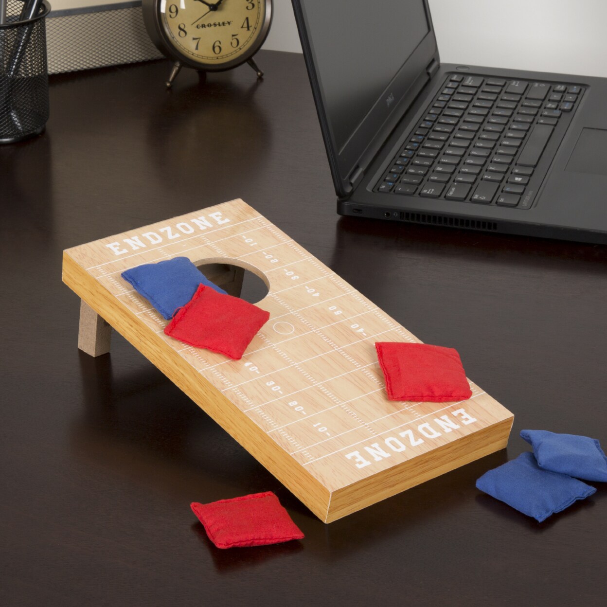 Tabletop Mini Cornhole Game Football Field Design Indoor Family Fun 10.5In Board