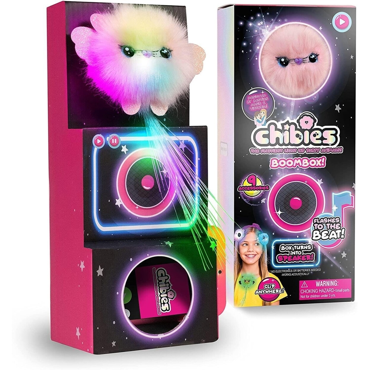 WOW! Stuff Chibies Boom Box Mysty Pink Mouse Interactive with Music Glows Lights