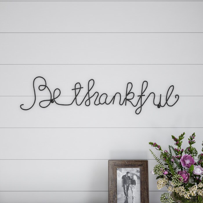 Lavish Home Metal Cutout Be Thankful Sign 25.5X5.5 Black Iron