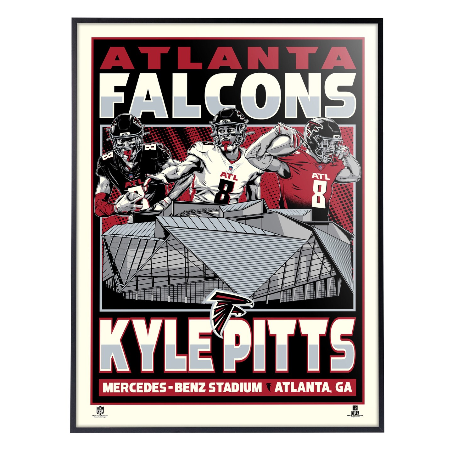 Phenom Gallery Atlanta Falcons Kyle Pitts 18&#x22; x 24&#x22; Deluxe Framed Serigraph
