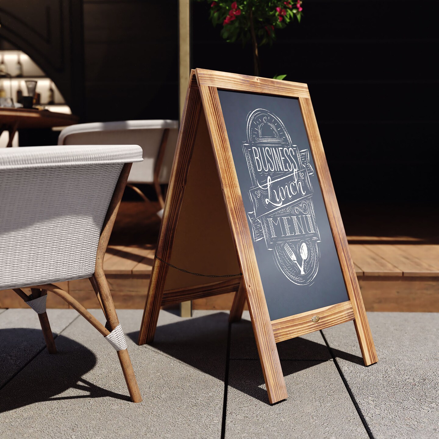 Canterbury 40&#x22; x 20&#x22; Vintage Wooden A-Frame Magnetic Indoor/Outdoor Chalkboard Sign, Freestanding Double Sided Extra Large Message Board - Rustic Brown