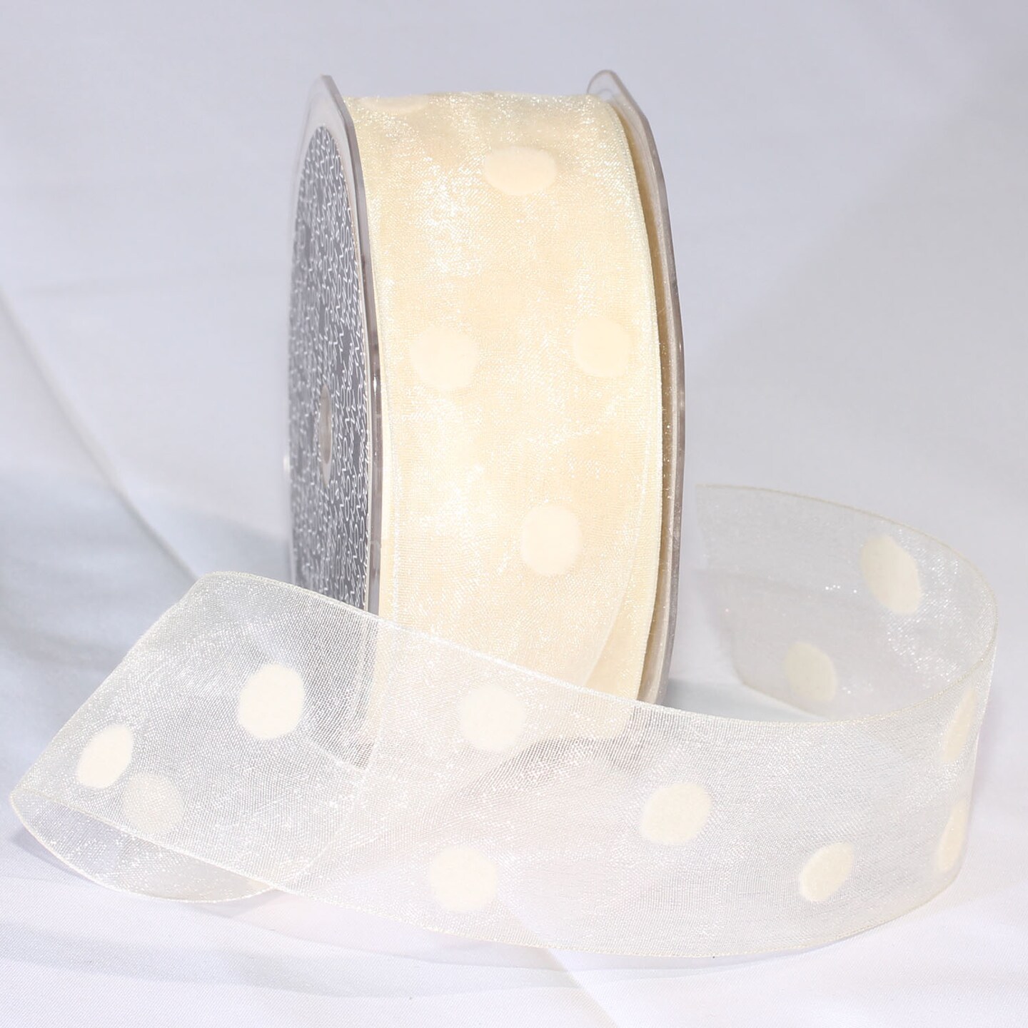 The Ribbon People Ivory Dottie Organdy Contemporary Craft Ribbon 1.5&#x22; x 33 Yards
