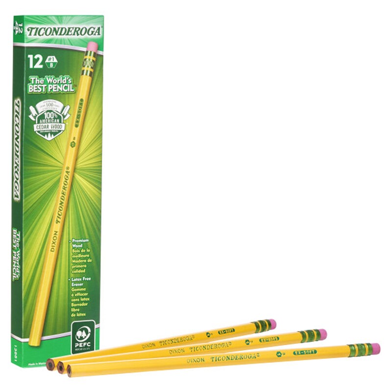 Original Ticonderoga&#xAE; Pencils, No. 1 Extra Soft Yellow, Unsharpened, Box of 12