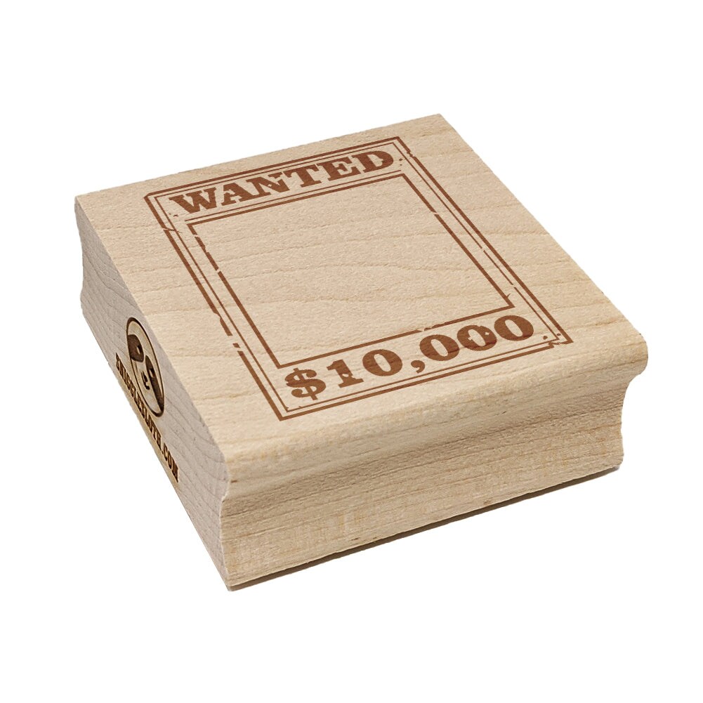 Old Western Wanted Poster Blank Square Rubber Stamp for Stamping Crafting