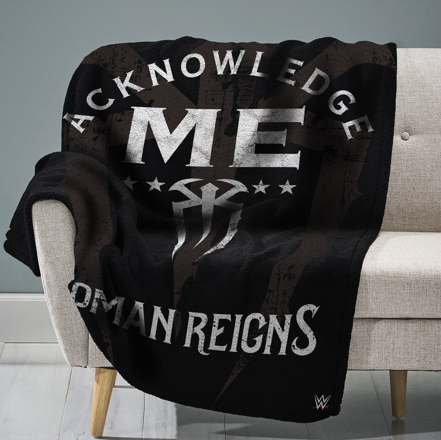 Sleep Squad WWE Roman Reigns 60” x 80” Raschel Plush Blanket - Acknowledge Me