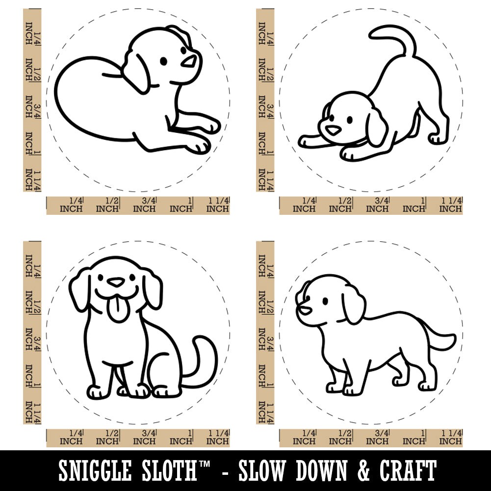 Labrador Retriever Dogs Standing Sitting Playing Rubber Stamp Set for ...