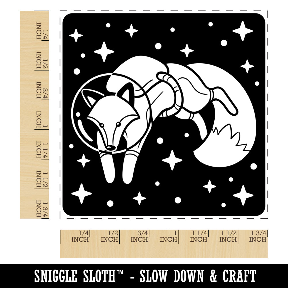 Sloth Astronaut Floating in Space Square Rubber Stamp for Stamping Crafting