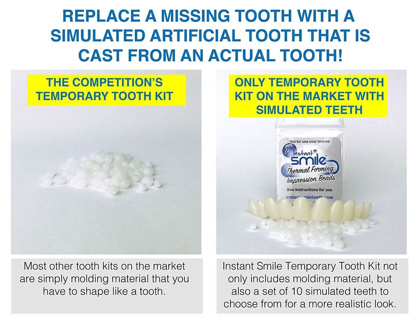 Instant Smile Complete Your Smile Temporary Tooth Replacement Kit