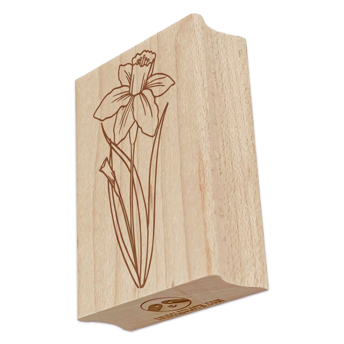 Hand Drawn Daffodil Flower Rectangle Rubber Stamp for Stamping Crafting