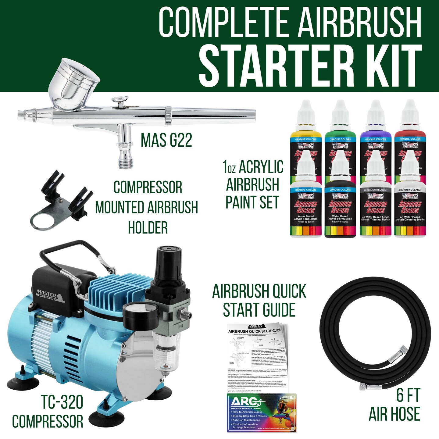 Master Airbrush Multi Purpose Gravity Feed Airbrushing System Kit With