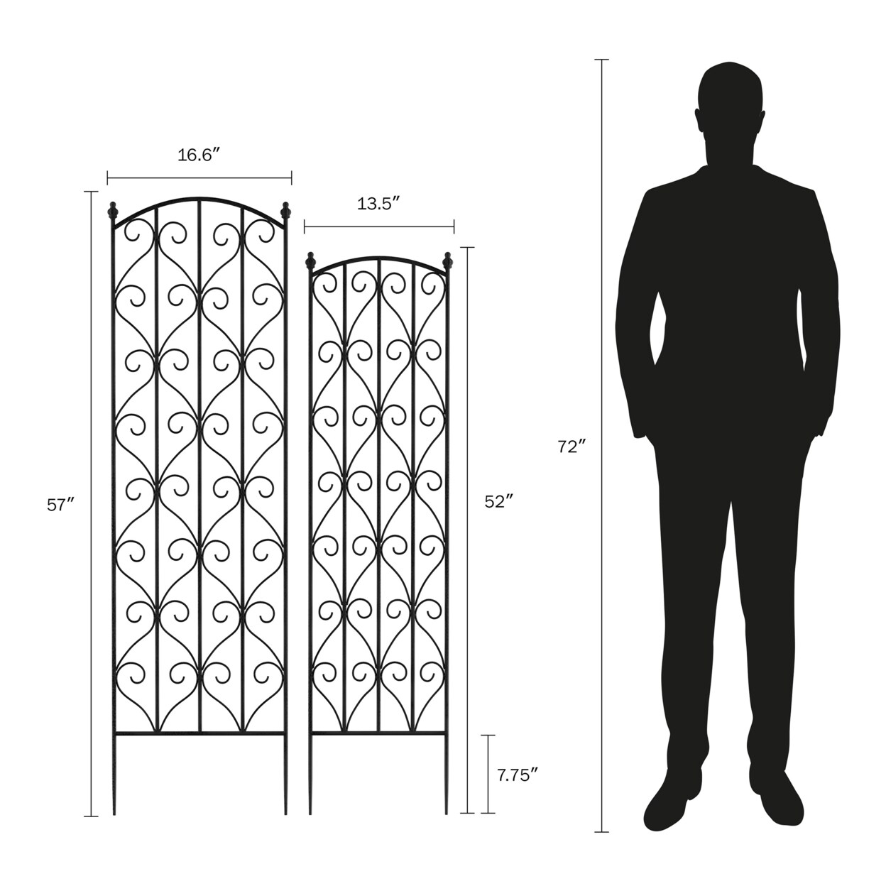 Black Metal Garden Trellis Set Of 2 Climbing Plant Panels With Decorative Scrolls