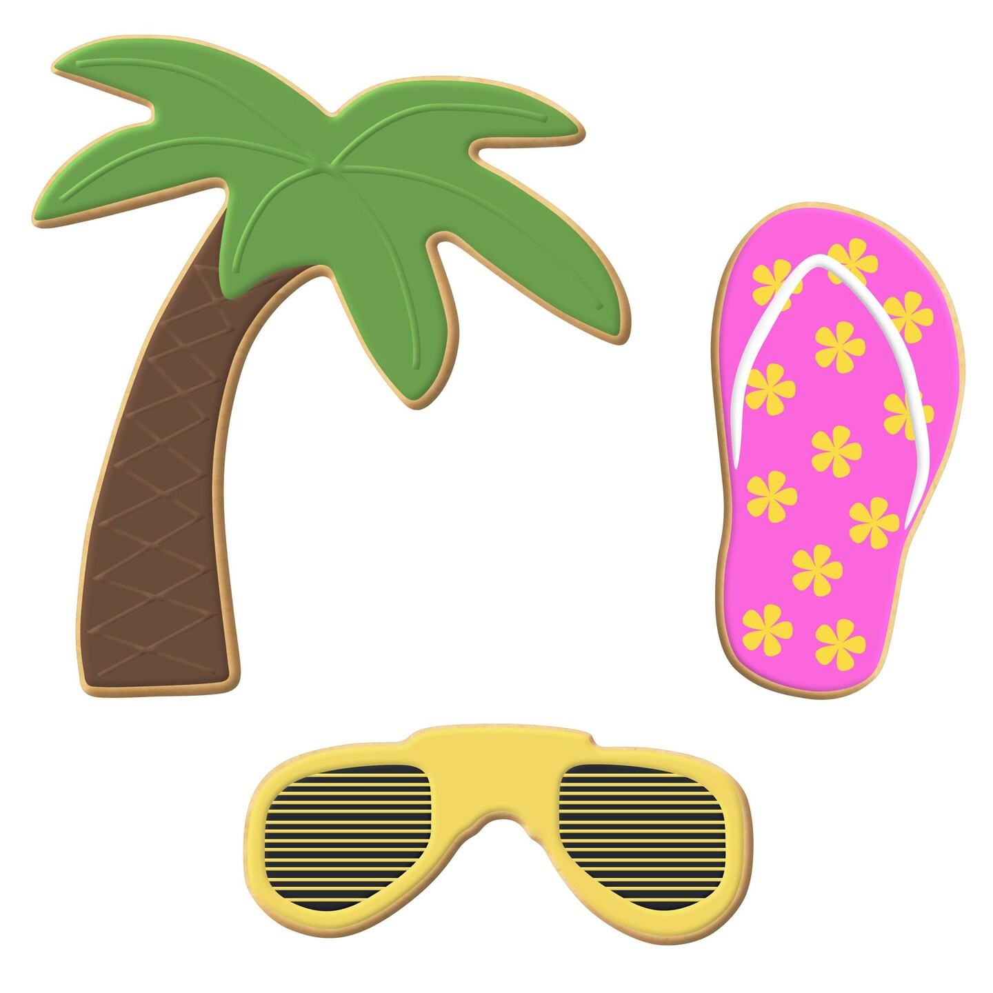 CookieCutter.com Summer Beach Cookie Cutter Set 3 Pc - Foose Cookie Cutters - USA Tin Plated Steel