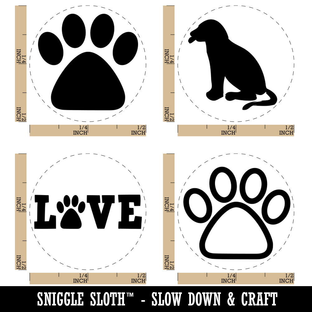 Puppy Dog Love Paw Prints Rubber Stamp Set for Stamping Crafting Planners