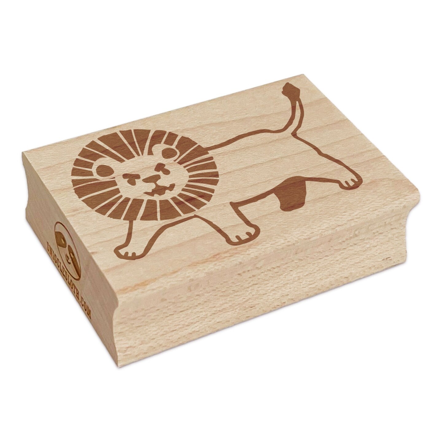 Ferocious and Adorable Little Maned Lion Rectangle Rubber Stamp for Stamping Crafting