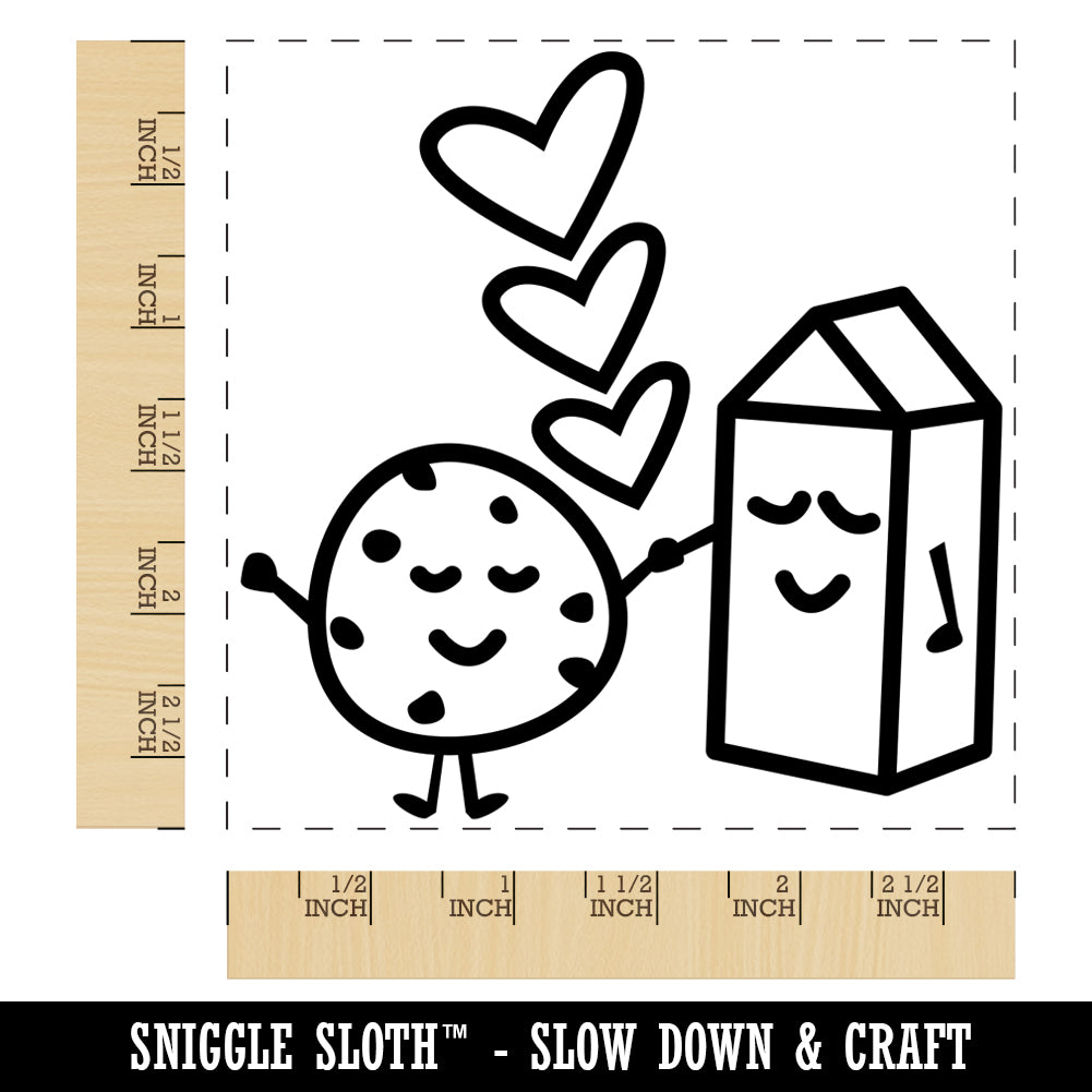 Cookies and Milk Best Friends Hearts Love BFF Square Rubber Stamp for Stamping Crafting