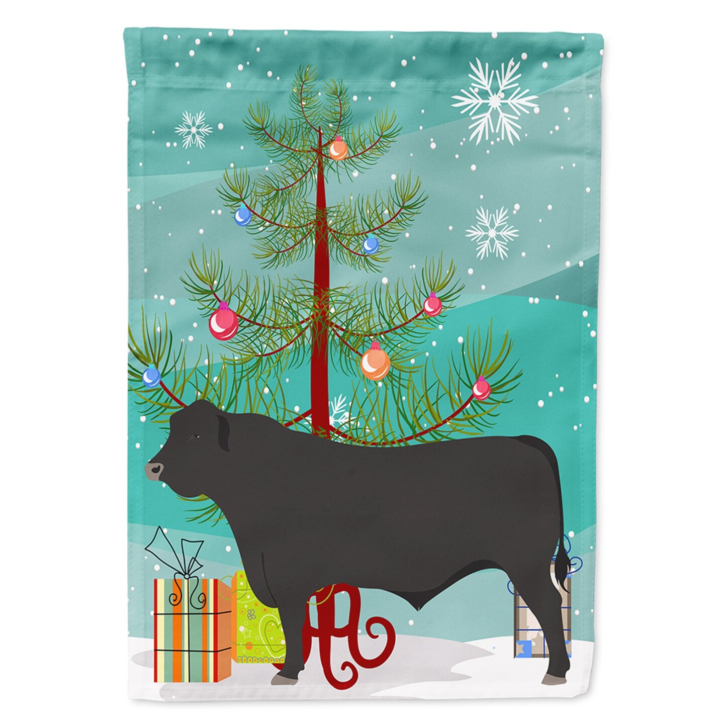 "Caroline's Treasures BB9195GF Black Angus Cow Christmas Decorative Garden Flag, Size, Multicolor"