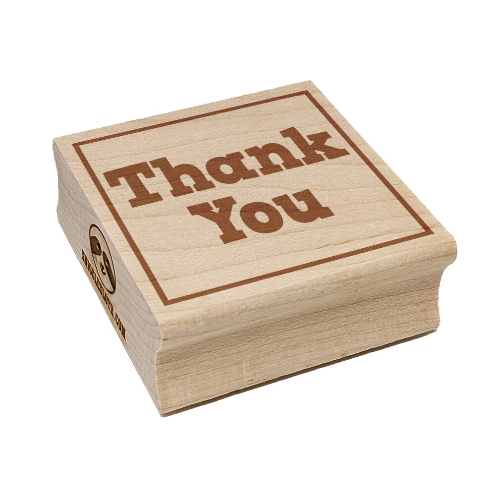 Thank You in Box Square Rubber Stamp for Stamping Crafting