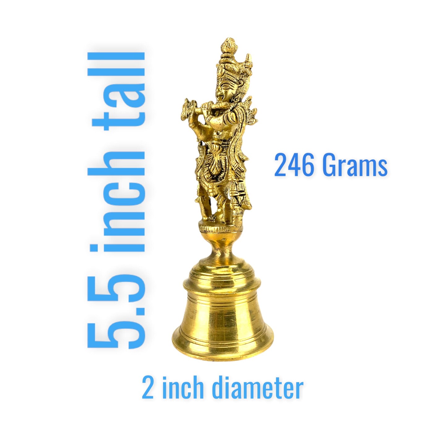 Brass Krishna Bell, Indian Pooja, Gopal Brass Bell, Puja Ghanti, Pooja Ghanti, Hindu Temple Bell, Indian Decor, Jingle, Diwali Puja, Mandir