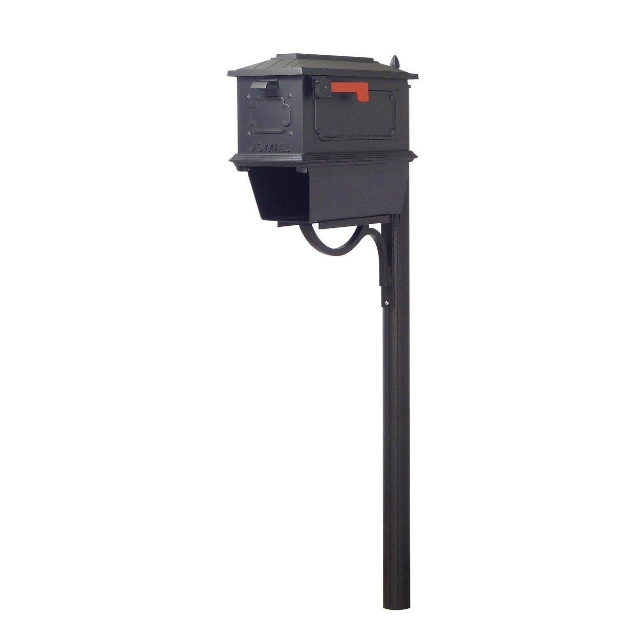 Special Lite Products Kingston Curbside Mailbox with Newspaper Tube and Richland Mailbox Post